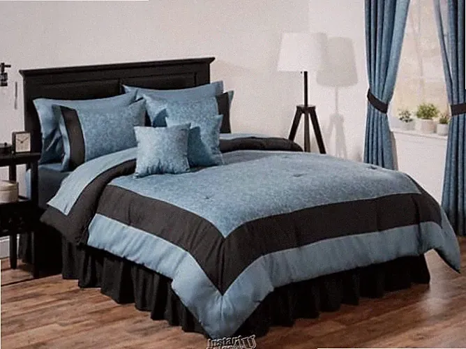 20-Piece Bonanza Bedding Sets Teal Scroll Full