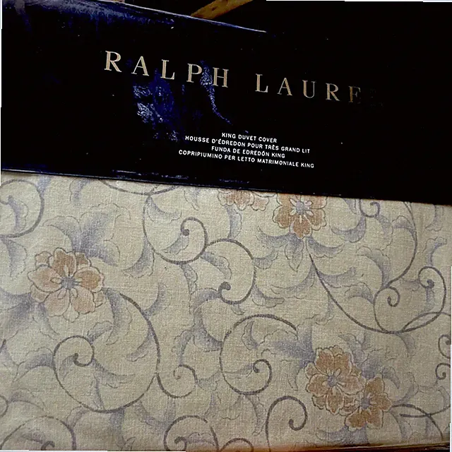 $355 Ralph Lauren HOME Audrey Madalena Floral Scroll Duvet Cover New Tan - King