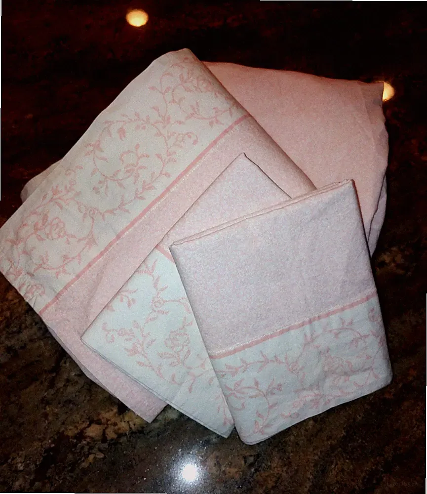 4pc Laura Ashley QUEEN Victoria Scroll Cotton Percale Pink Bed Sheets 14"pkts