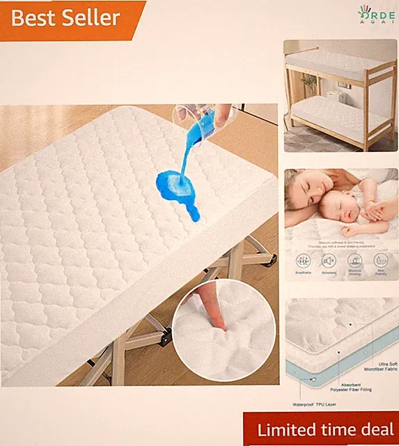 Cot Mattress Protector Waterproof Quilted Cover Breathable for Camping RV Bed