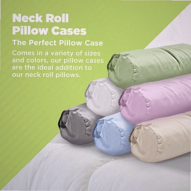 Cotton Fabric Neck Roll Pillowcase - Soft Washable Sateen Weave Pillow Cover