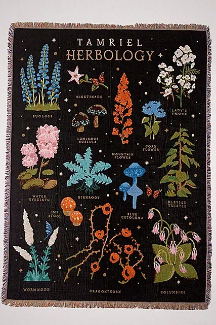 Elder Scrolls Online Tamriel Herbology Oversized Throw Blanket 80x60 Official