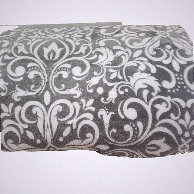 Gray & White Medallion Scroll 87x87 Full Queen Super Soft Blanket SL Home
