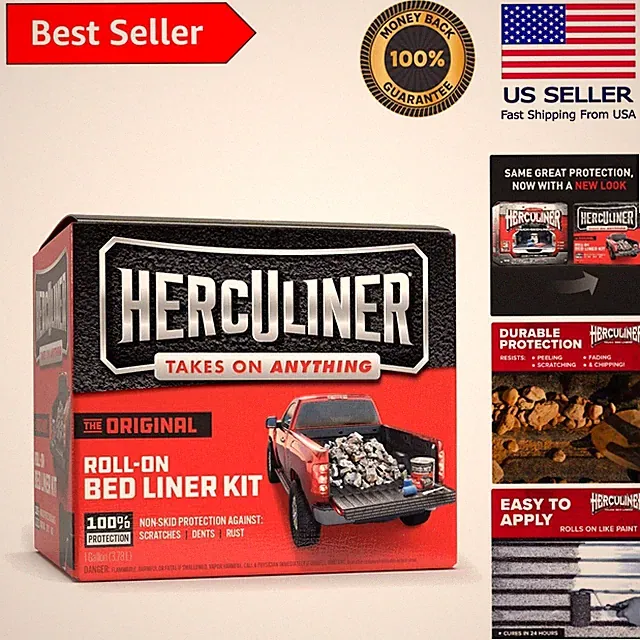 HERCULINER 1 Gallon Roll-On Truck Bed Liner Kit - Ultimate Protection & Style