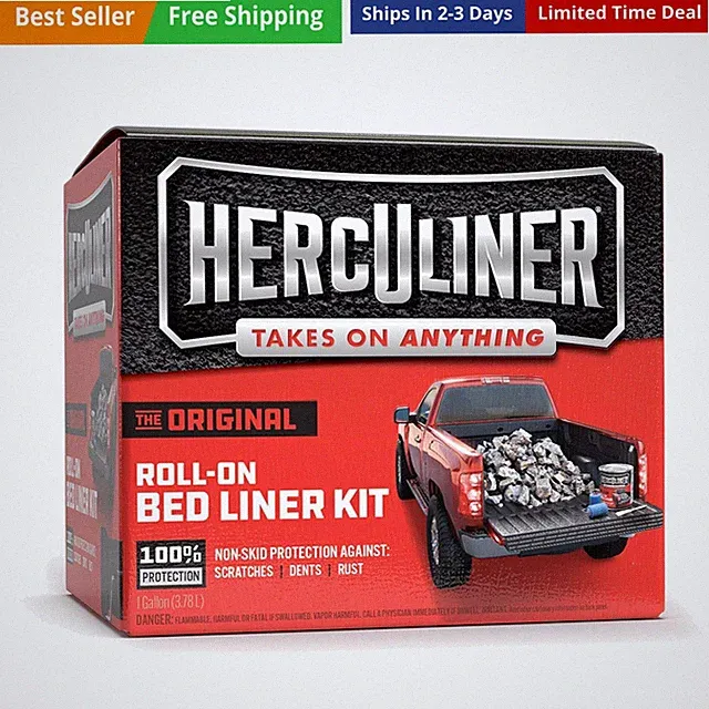 HERCULINER Roll-on Bed Liner Kit,Black, 1 Gal.