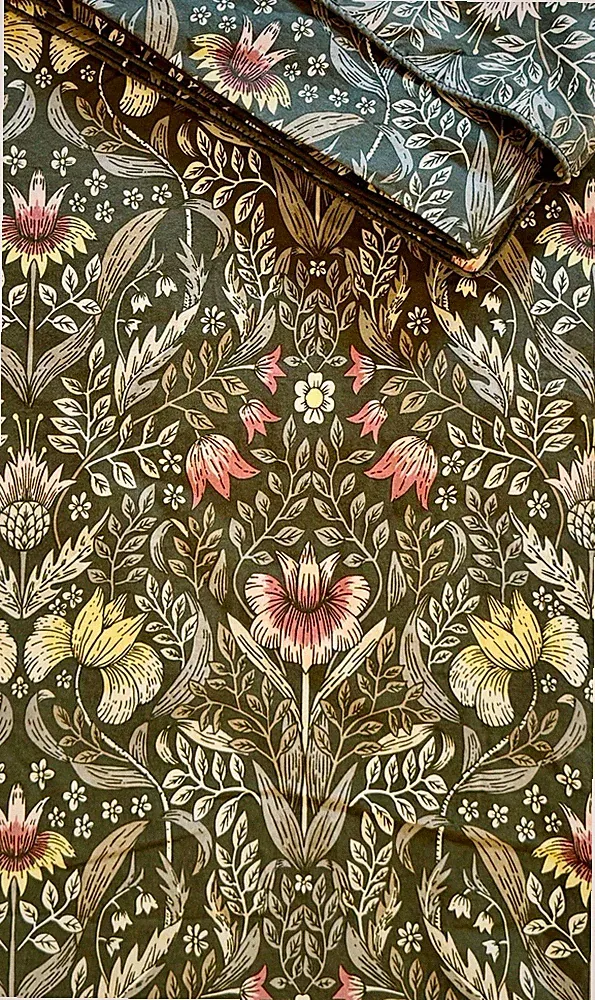 Ikea Karrdunort Queen Duvet Cover Green Botanical Arts and Crafts Mission Floral