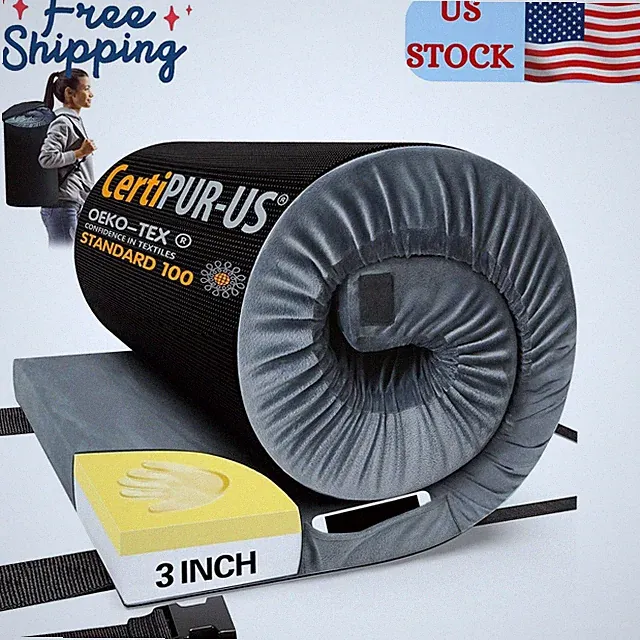 Memory Foam Camping Mattress Pad 75x30 Waterproof Portable Roll Up Travel Bed