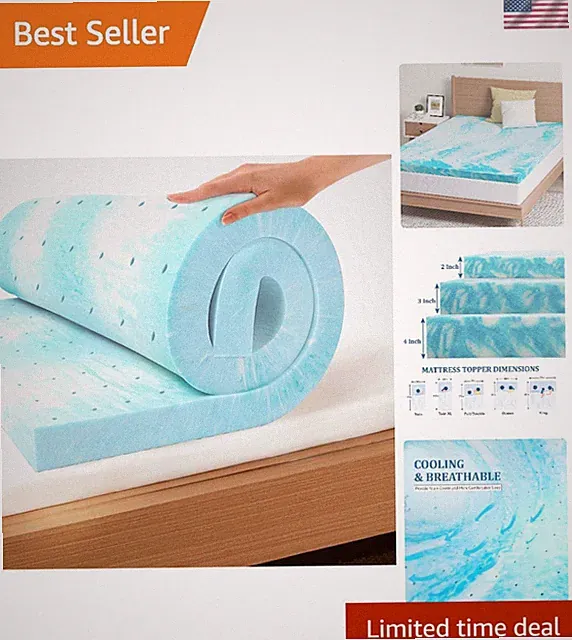 Memory Foam Mattress Topper Twin Gel Cooling 2 Inch Ventilated Comfort