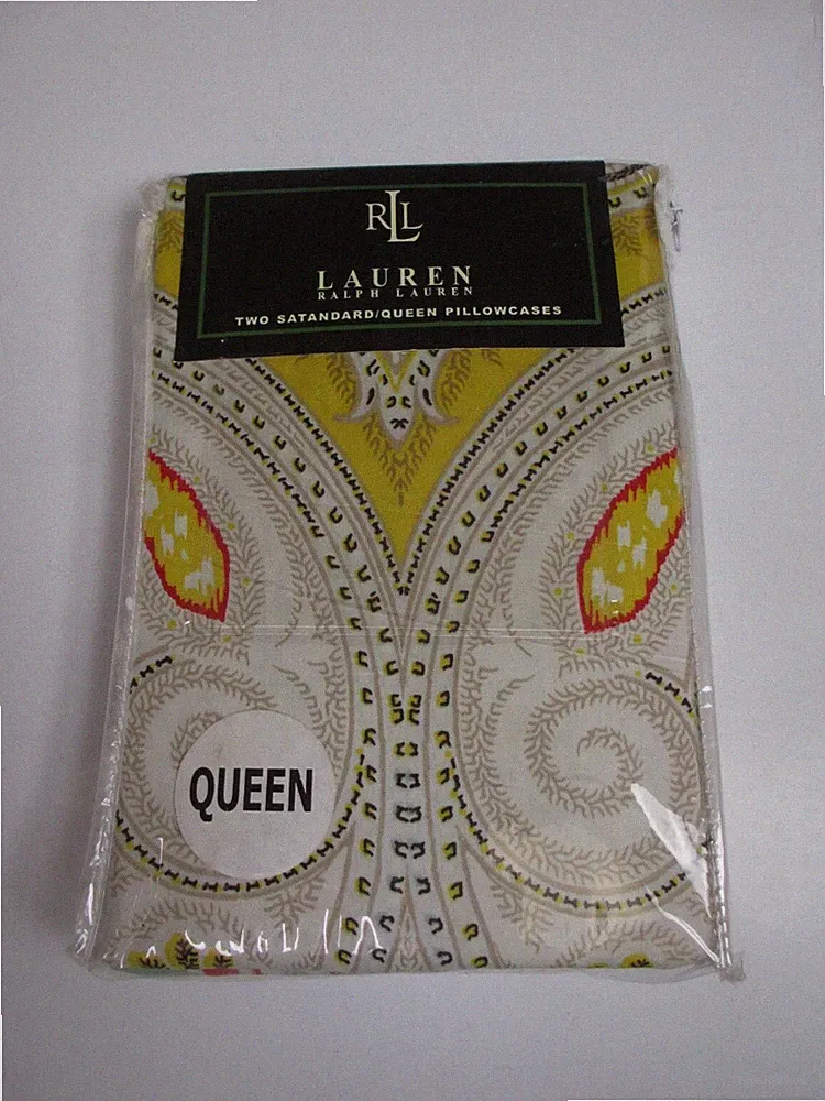 New Ralph Lauren 450 TC Scroll Floral 2 Standard Queen Pillowcases