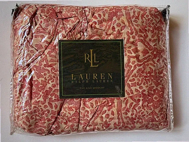 NEW! RALPH Lauren ~SAN LUCA SCROLL *KING Bed Skirt Dust Ruffle Red RARE TAN