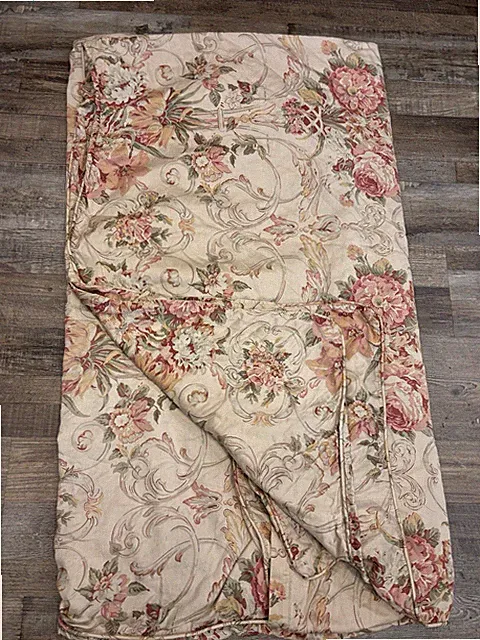 Ralph Lauren GUINEVERE DUVET Floral Scroll SATEEN Pink/Red Gold QUEEN Cottage