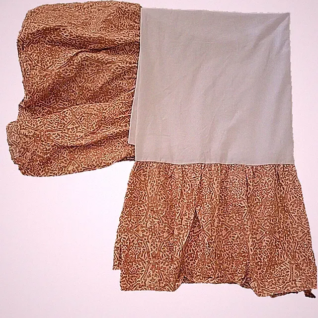 RALPH Lauren SAN LUCA SCROLL KING 15" Drop Bed Skirt Dust Ruffle Red/ Tan