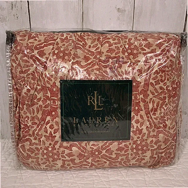 Ralph Lauren San Luca Scroll Queen BedSkirt 15” Drop Dust Ruffle Terracotta