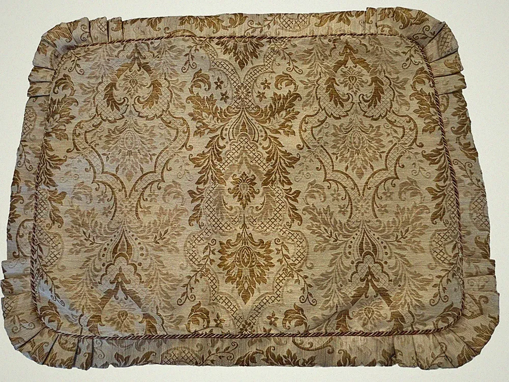 Two CROSCILL Excelsior Gold PILLOW SHAMS Baroque Paisley Scroll Pleated Standard