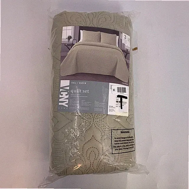 VCNY Home Full Queen Quilt Set Taupe 3 Piece Polyester Bedding
