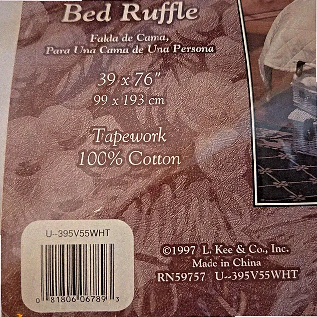 Vintage Home Twin Bed Ruffle Hand Embellished Tapework New in Package